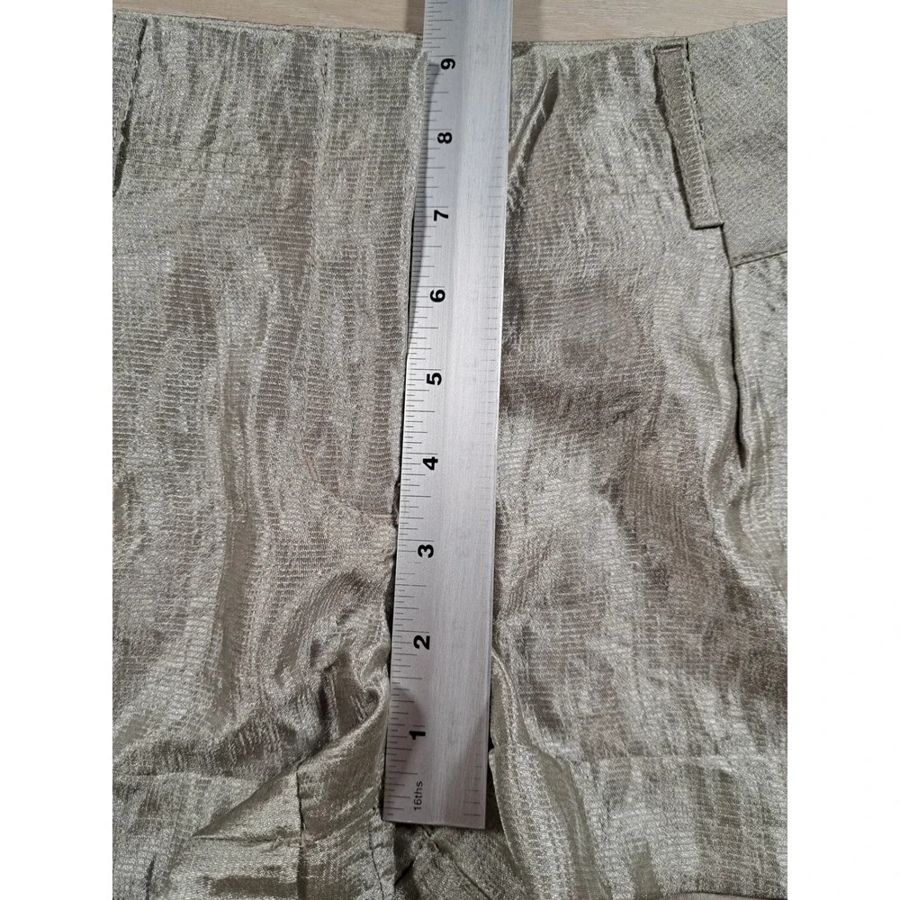 Express Womens Metallic Champagne Pleated Cuffed Dress Shorts Gold Size 10 - Picture 7 of 9
